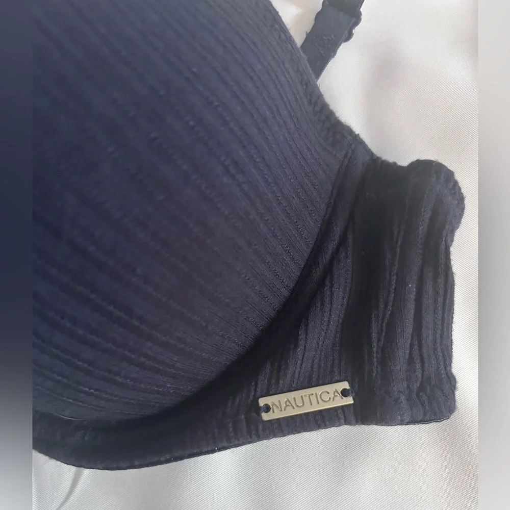 Nautica Navy Blue Ribbed Push-Up Underwire Bra Size 34C